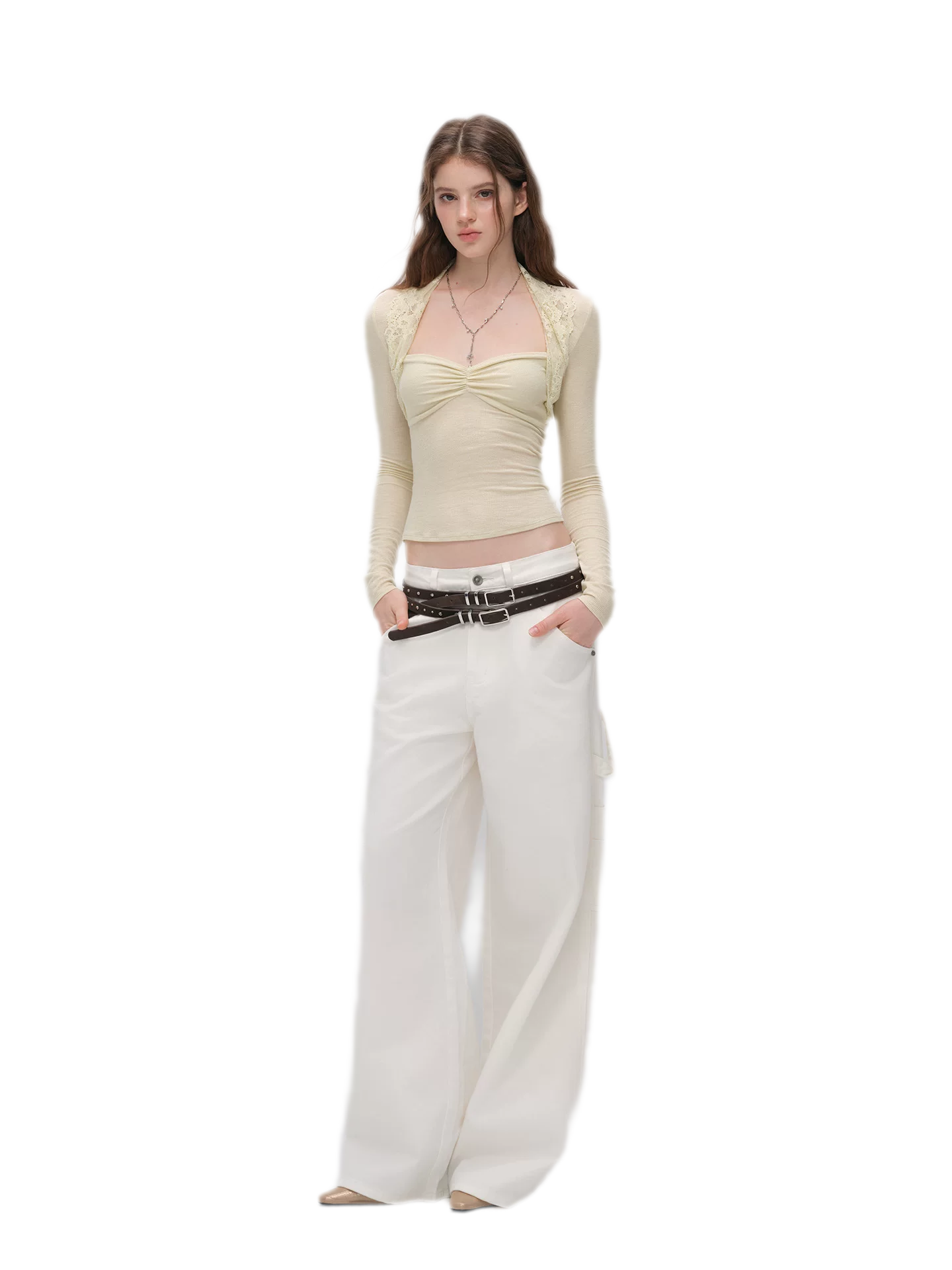 Enzyme-Washed Wide-Leg Utility Jeans