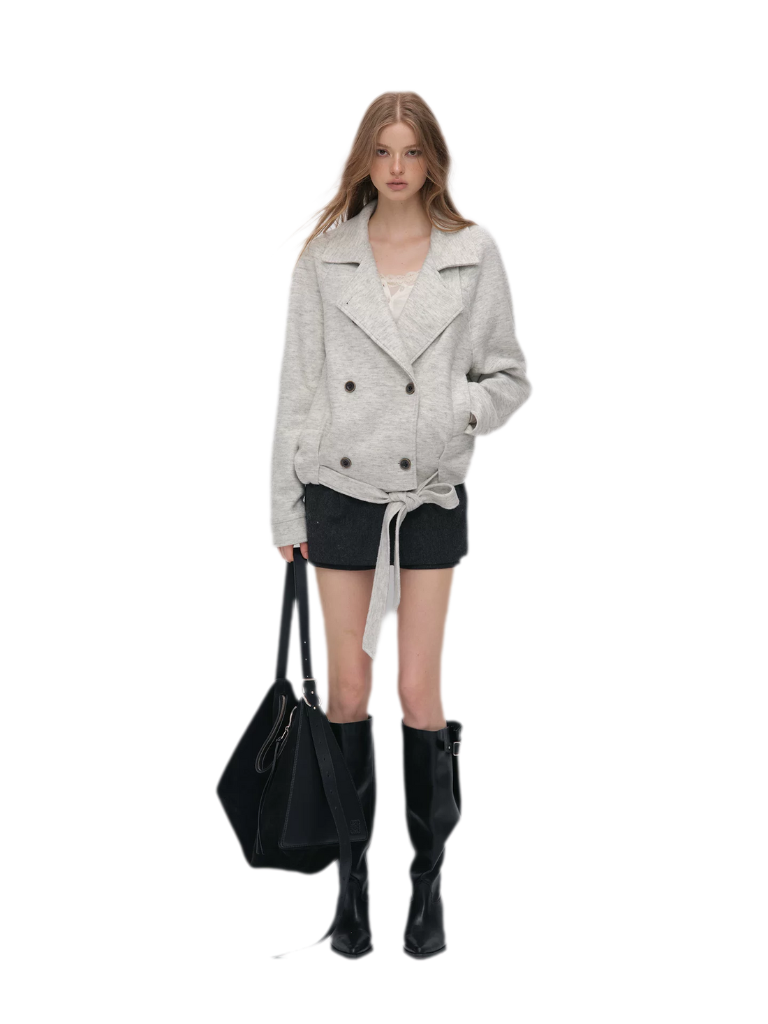 Brushed Wool Blend Short Coat