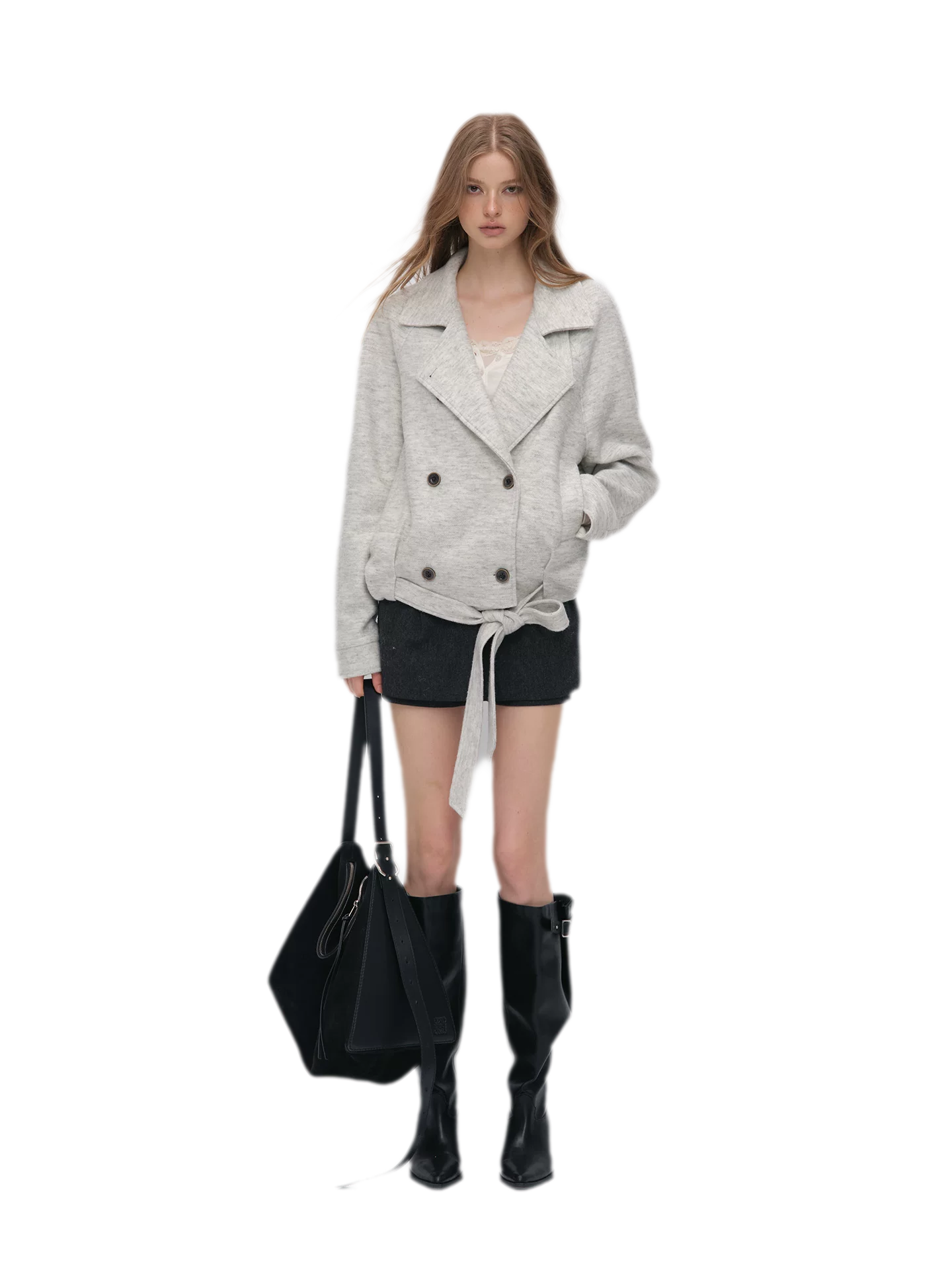 Brushed Wool Blend Short Coat