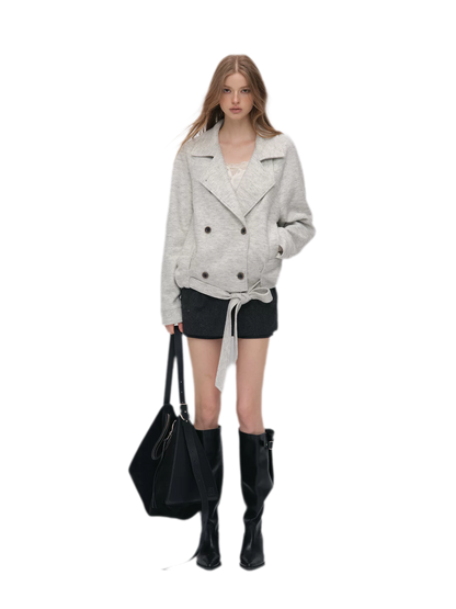 Brushed Wool Blend Short Coat