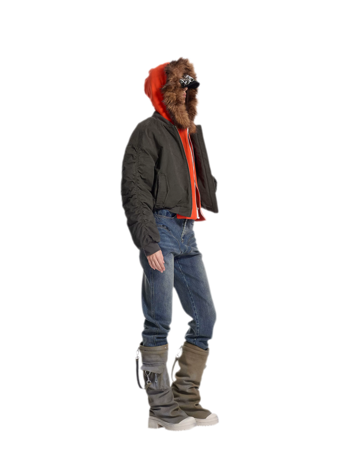 Washed Twill Hooded Flight Jacket