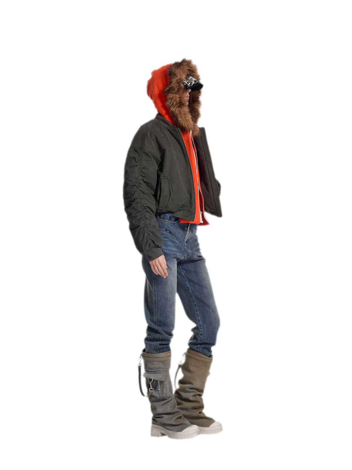 Washed Twill Hooded Flight Jacket
