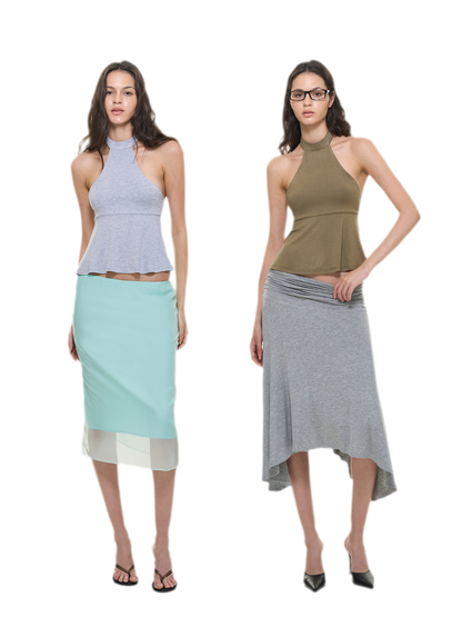 Modal Peplum Halter Top