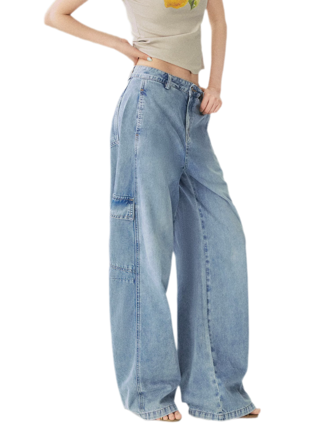 Multi Pocket Wide Leg Jeans