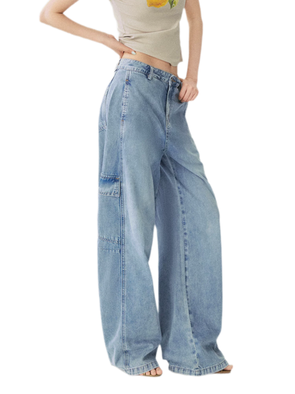 Multi Pocket Wide Leg Jeans