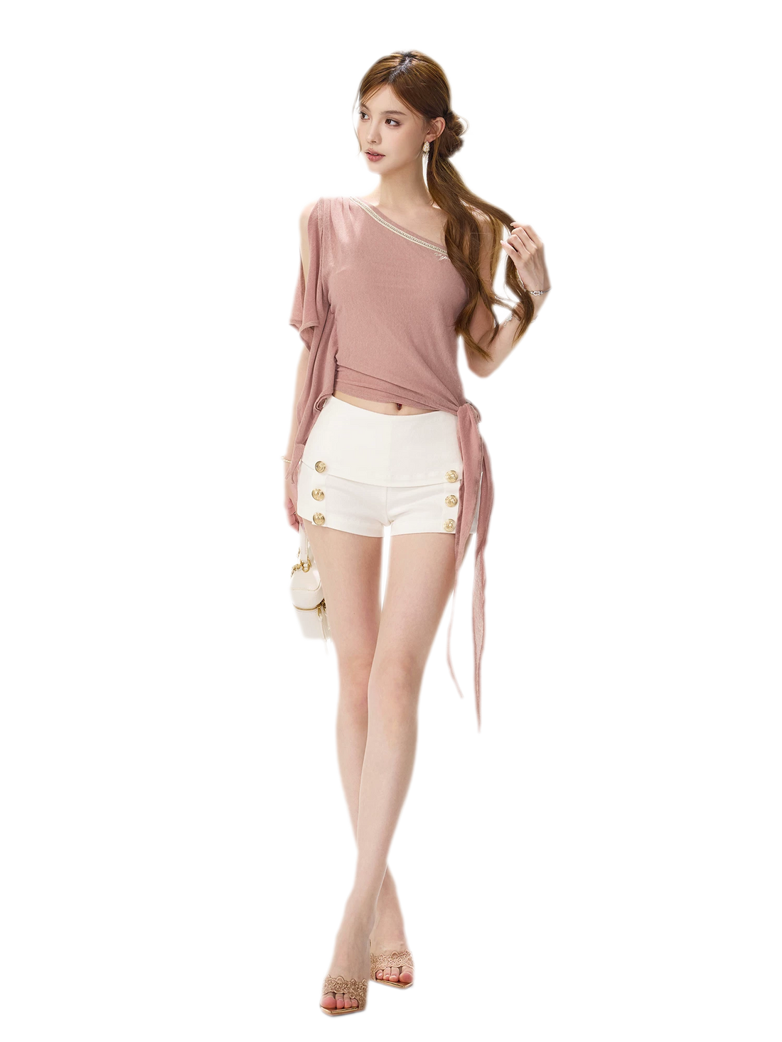 Gold Button Low-Rise Shorts
