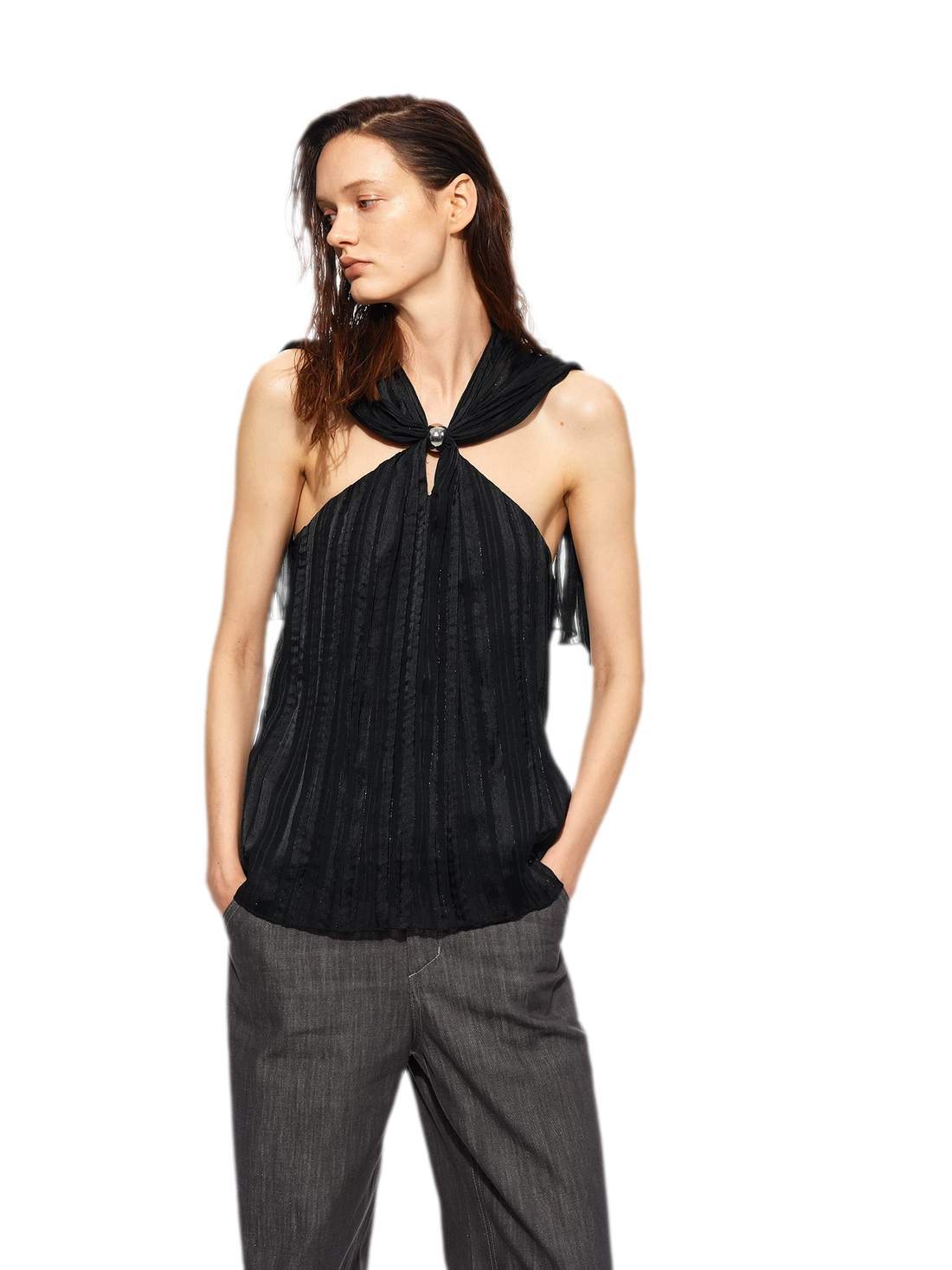 Shimmer Crinkle Halter Top
