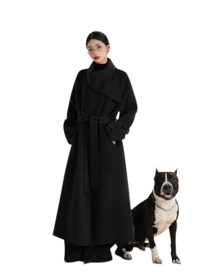 Hand-Stitched Belted Wool Coat