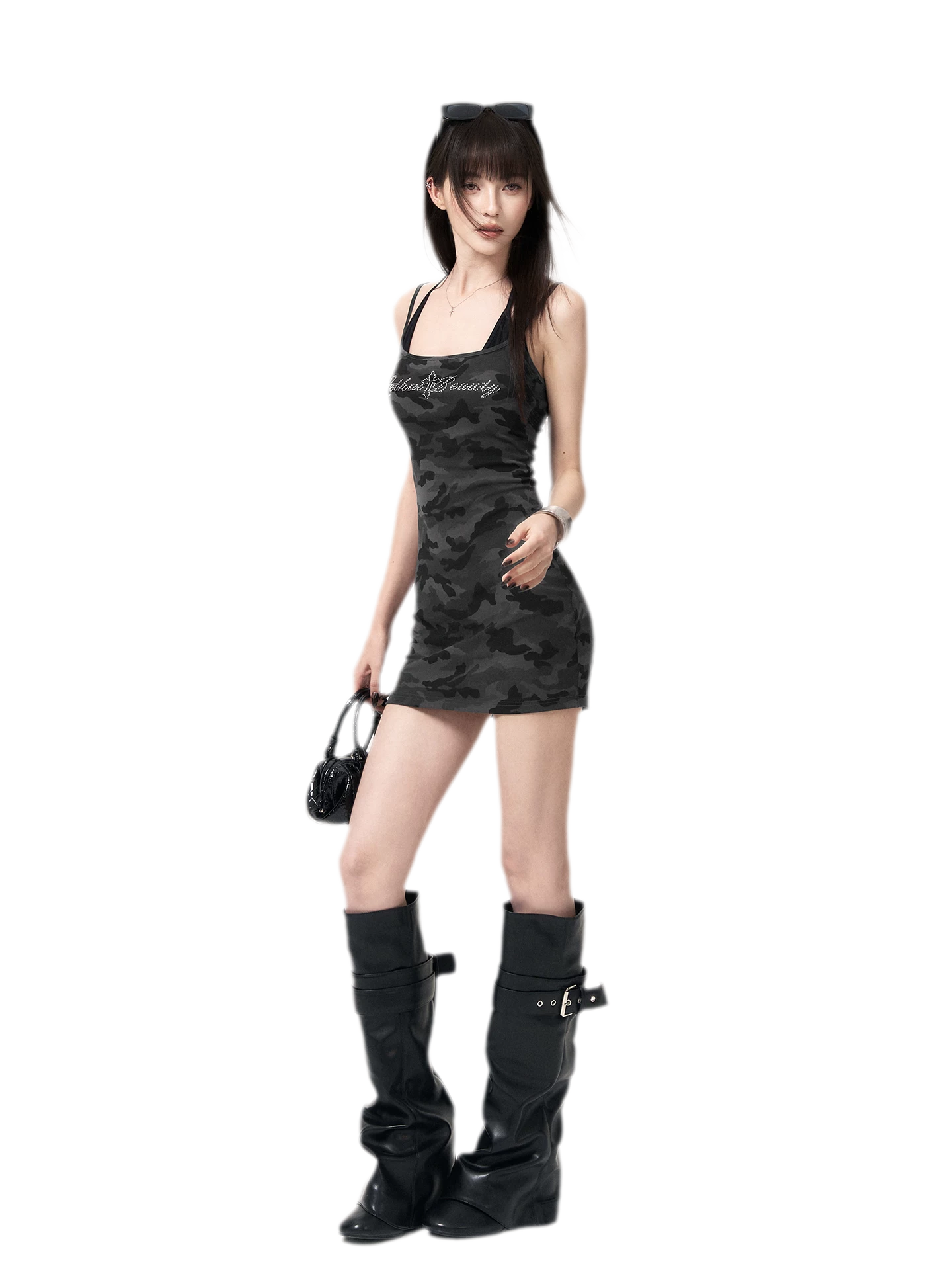 Camouflage Rhinestone Dress