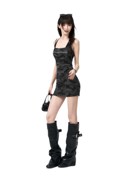 Camouflage Rhinestone Dress
