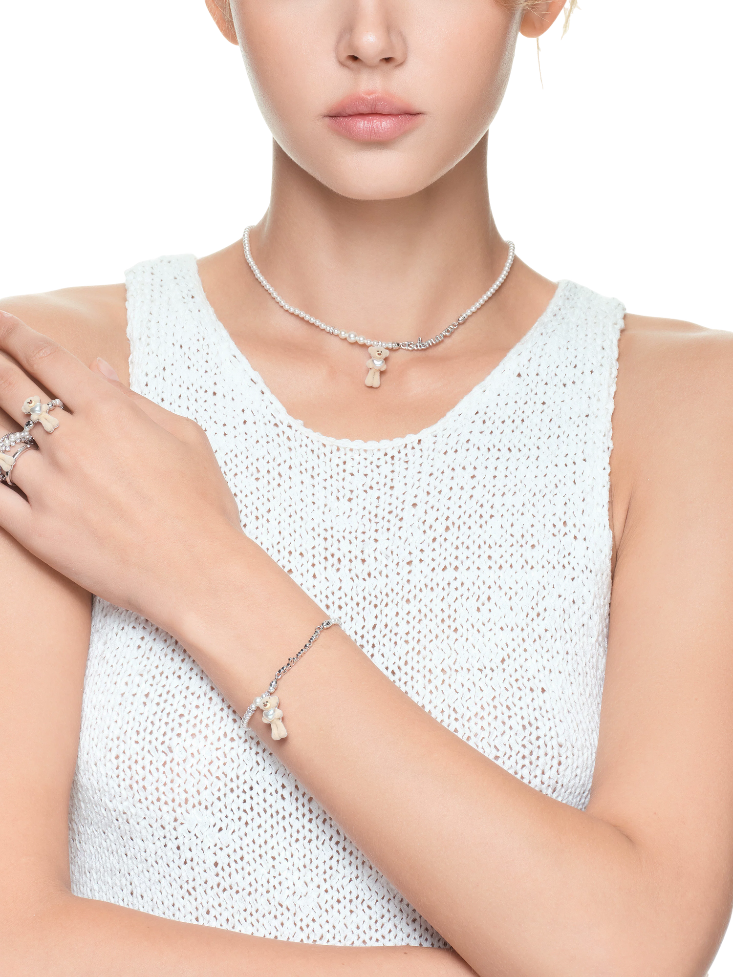 Bear Hug Pearl Heart Bracelet