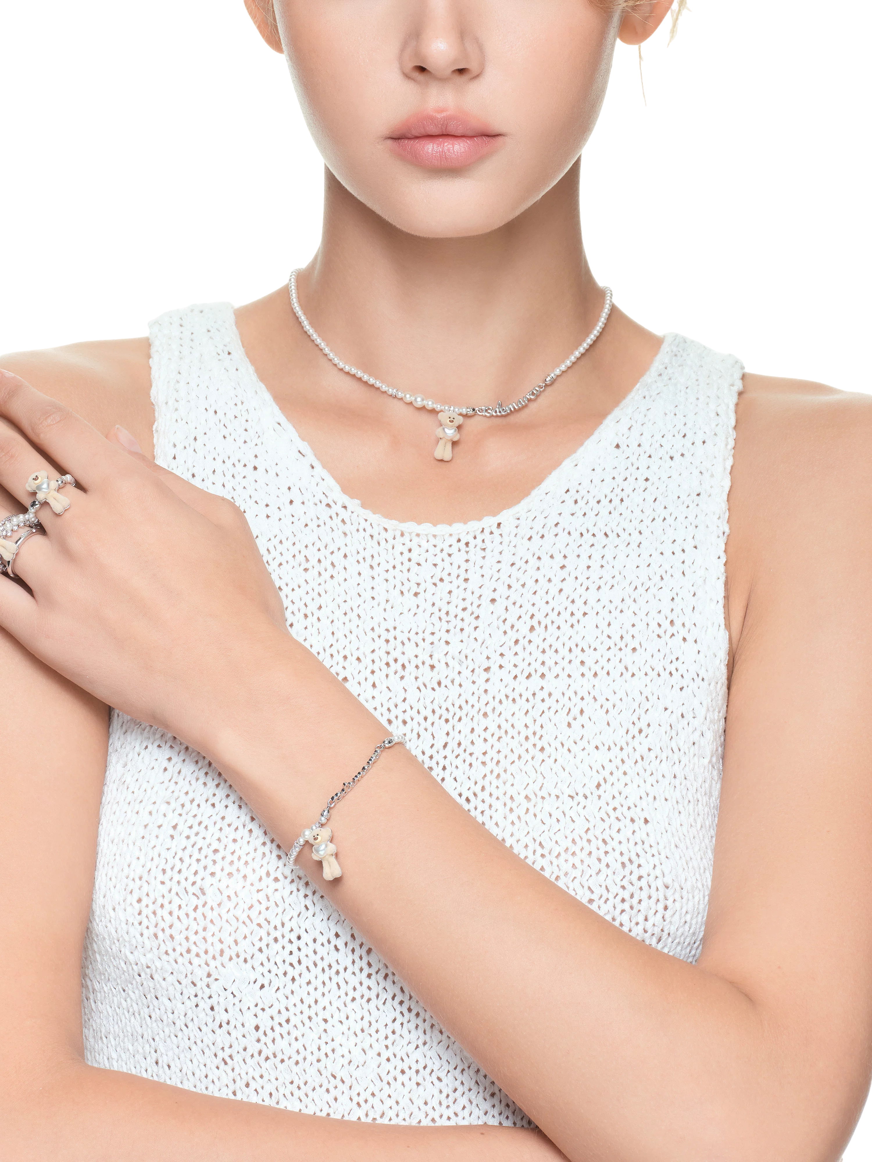 Bear Hug Pearl Heart Bracelet