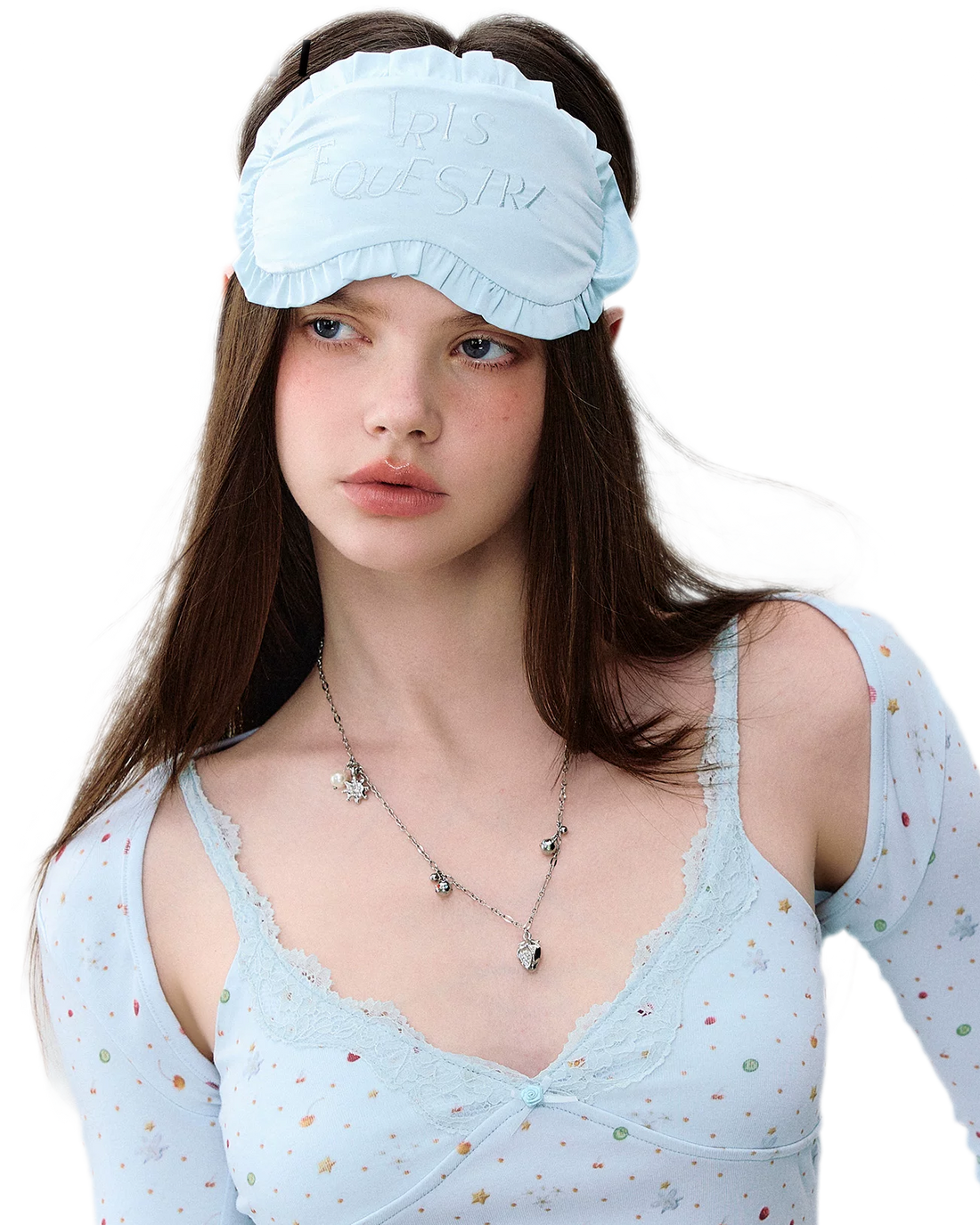 French Ruffle Embroidered Sleep Eye Mask