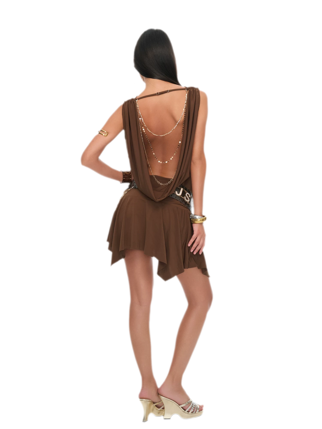 U-Neck Irregular Hem Sleeveless Dress