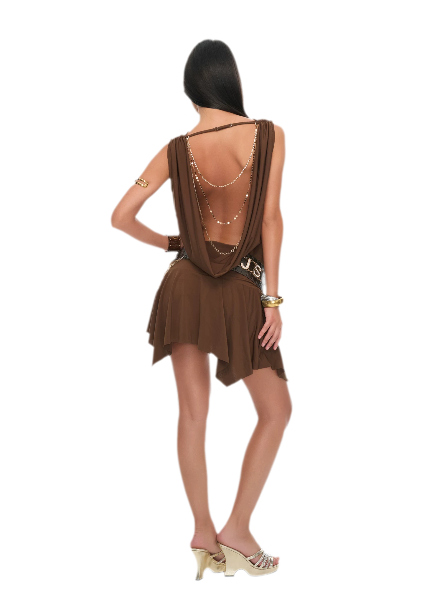 U-Neck Irregular Hem Sleeveless Dress