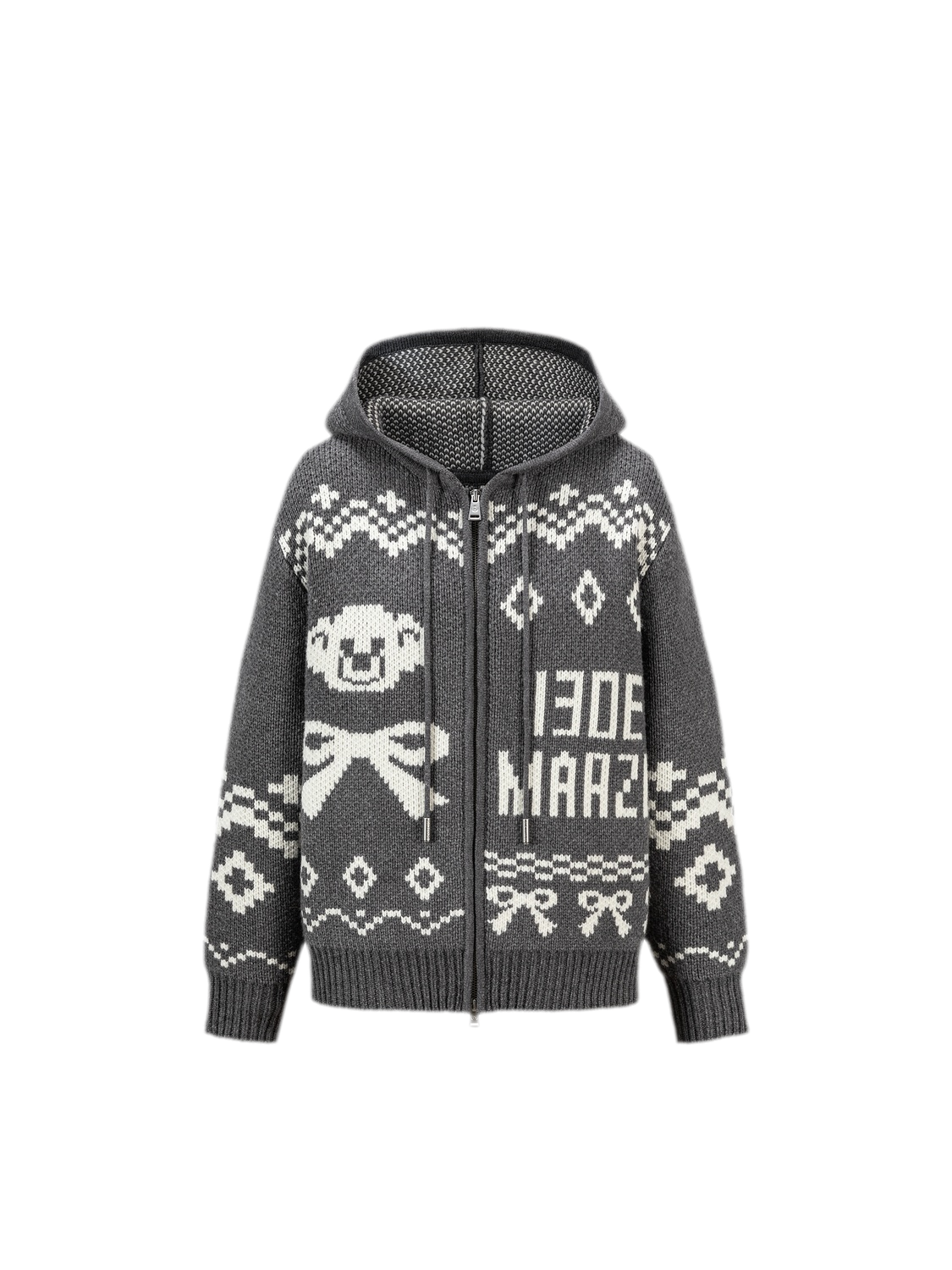 Giacca in maglia con cappuccio Fair Isle