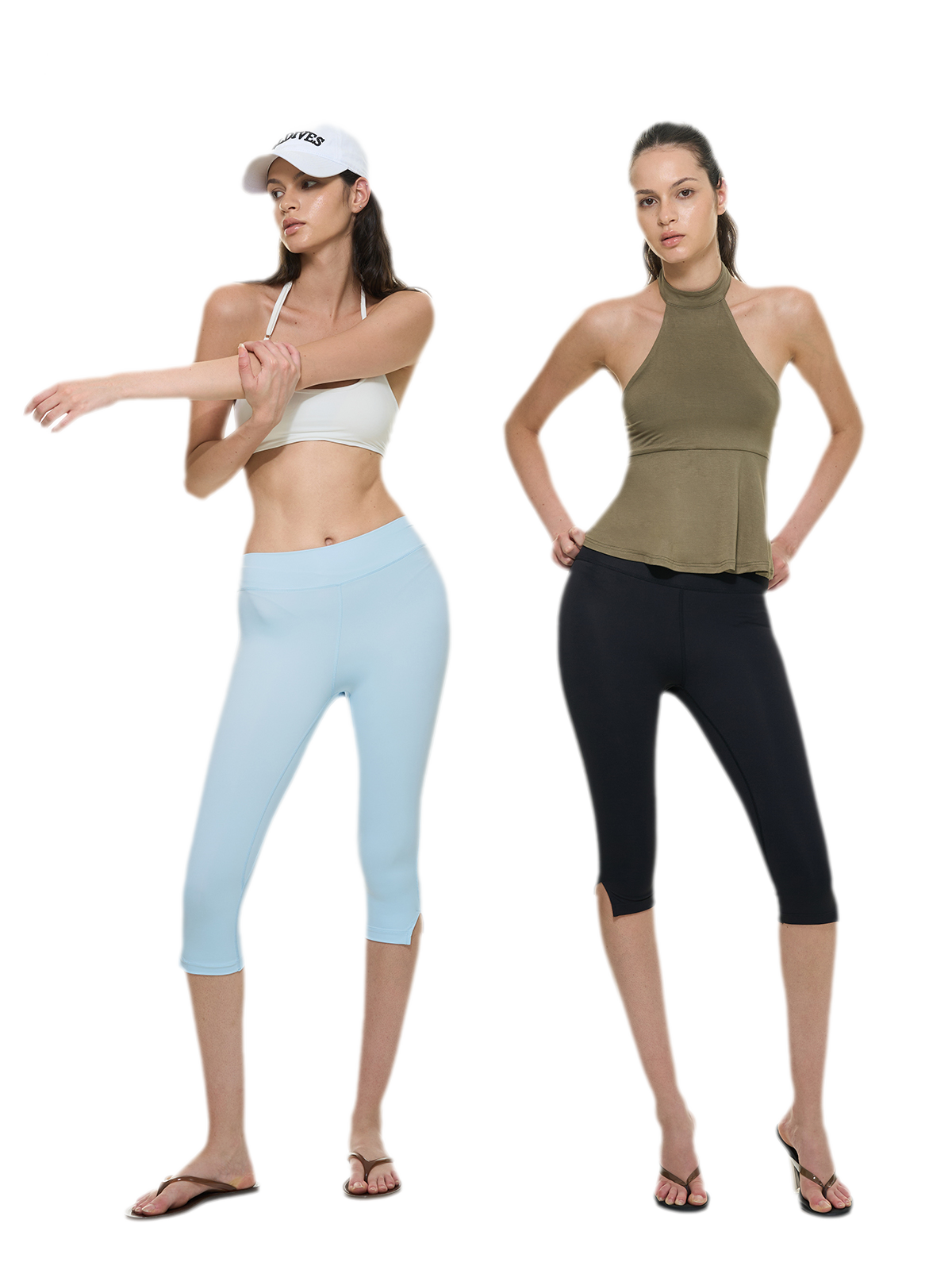 Bare-Feel Slit Capri Pants