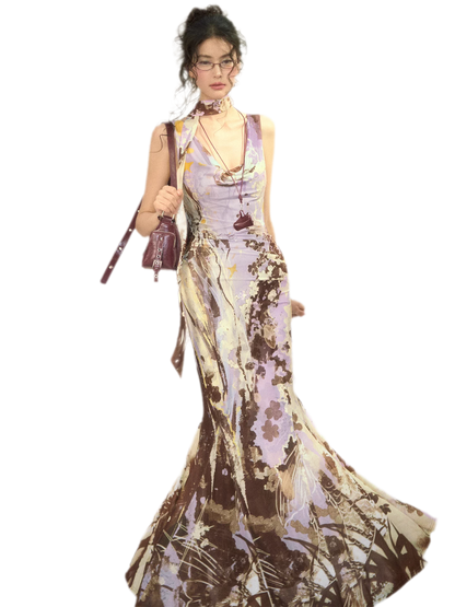 Hand-Painted Mesh Mermaid Dress