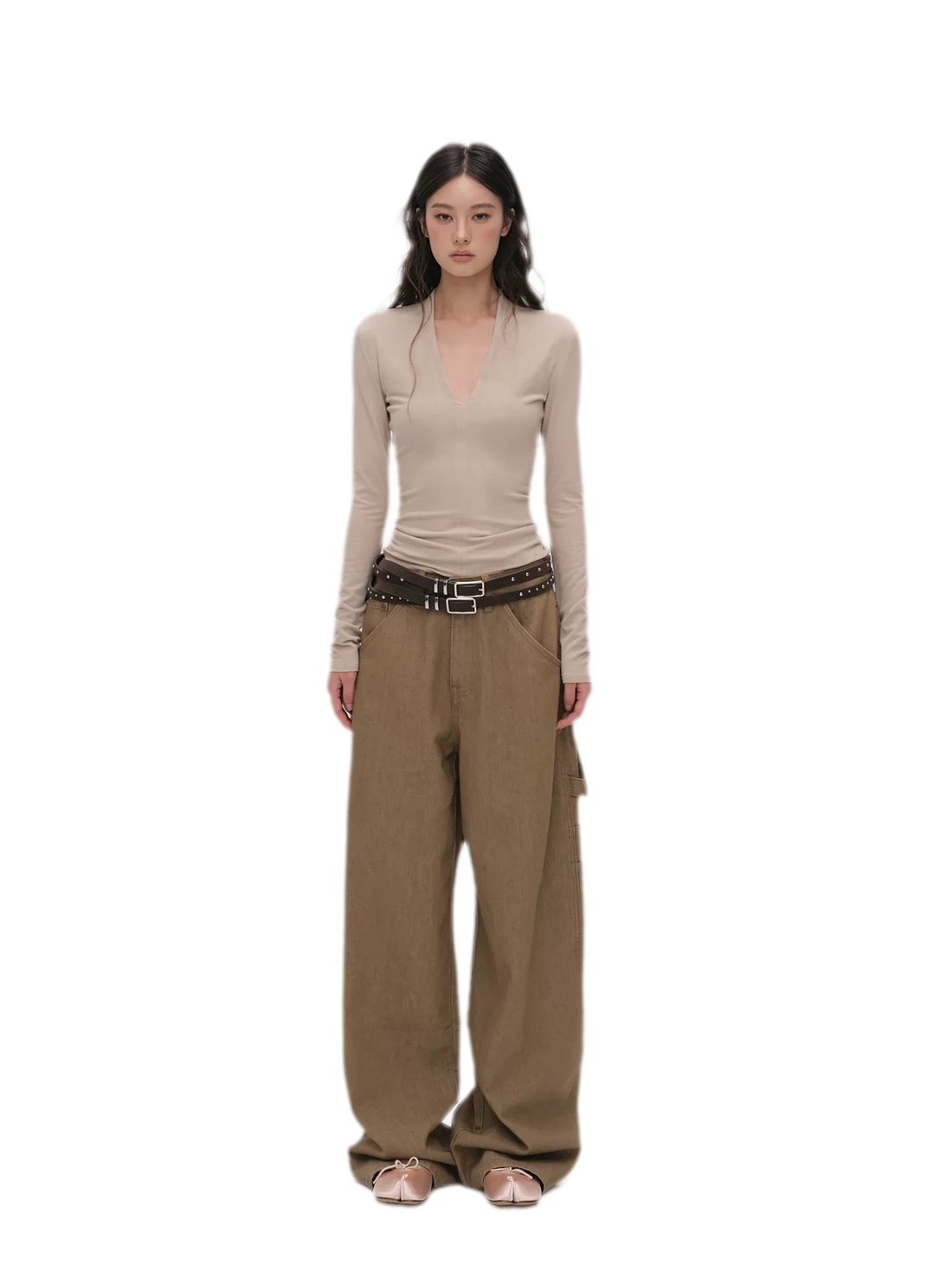 Cashmere-Feel X-Line Ribbed Top