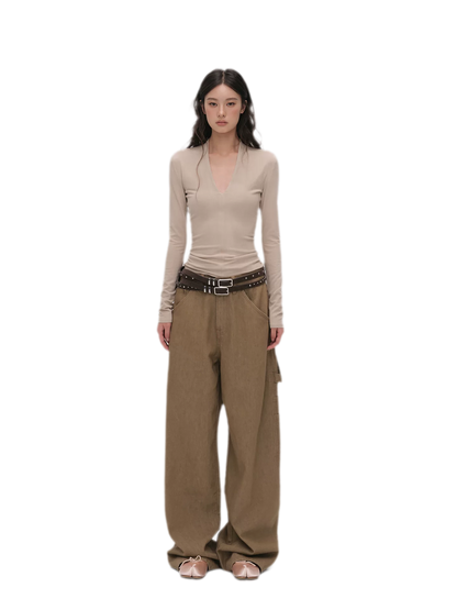 Cashmere-Feel X-Line Ribbed Top