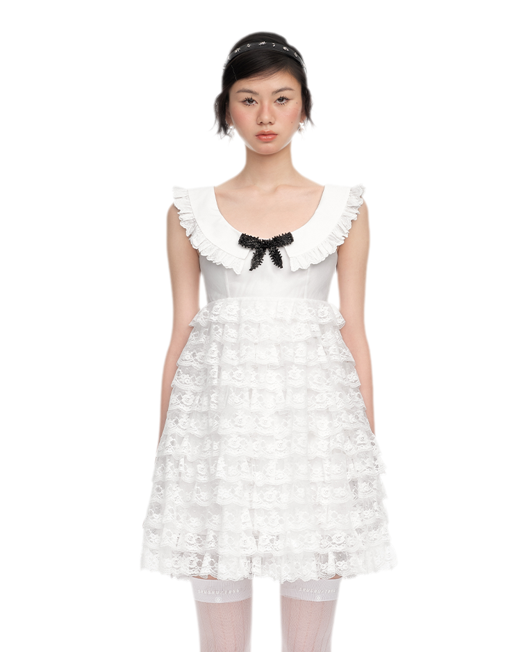 High-Waisted A-Line Lace Dress