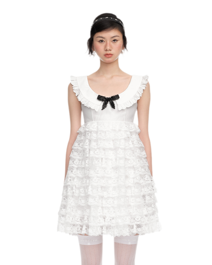 High-Waisted A-Line Lace Dress