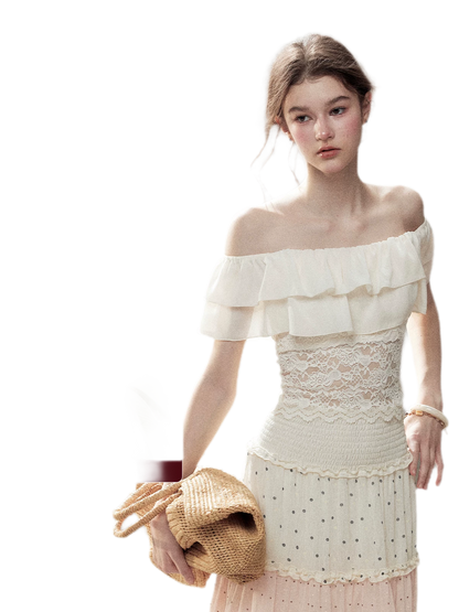 Ruffle Lace Off-Shoulder Top