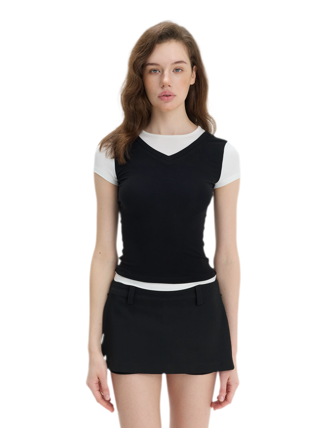 Contrast Faux Two-Piece T-Shirt