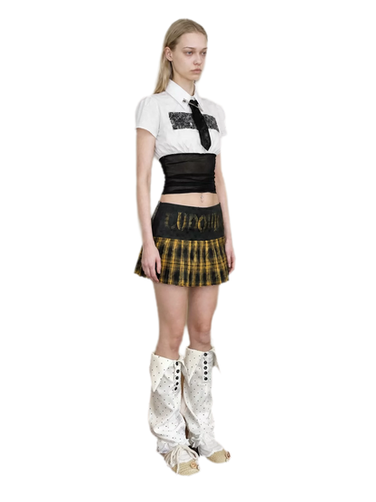 Plaid Pleated Low-Waist Mini Skirt