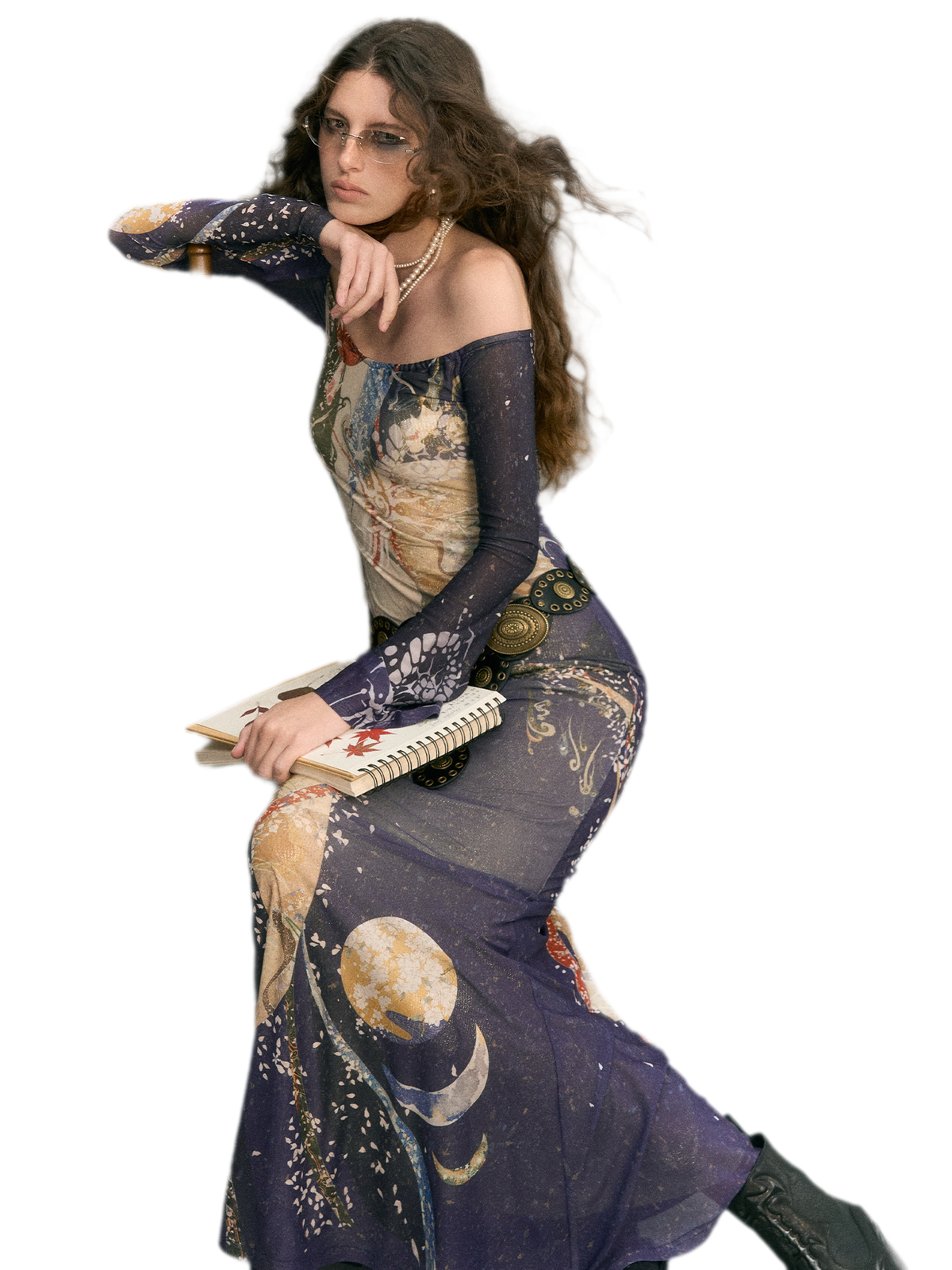 Perlenkrähen-Strickkleid im Meerjungfrauenstil