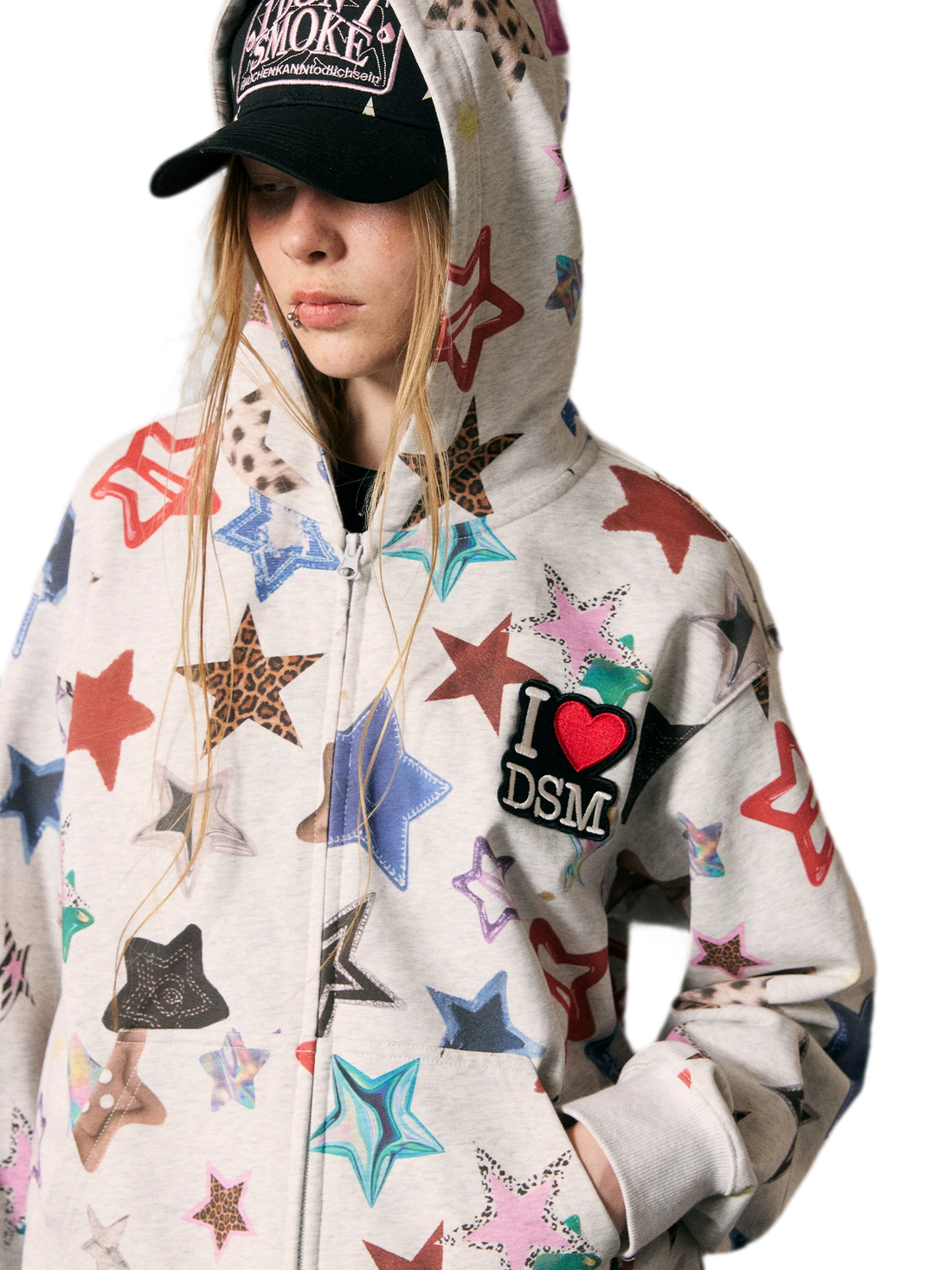 Star Print Loose Fit Hoodie