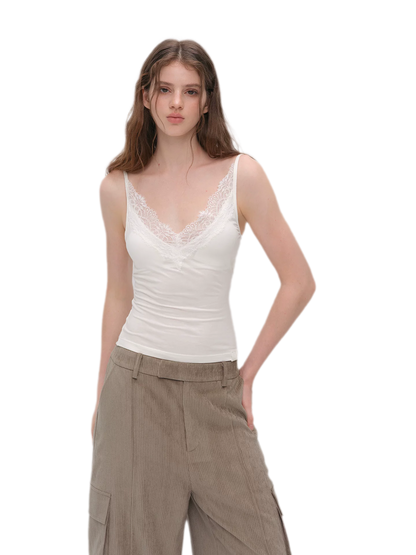Lace Trim Built-In Bra Cami