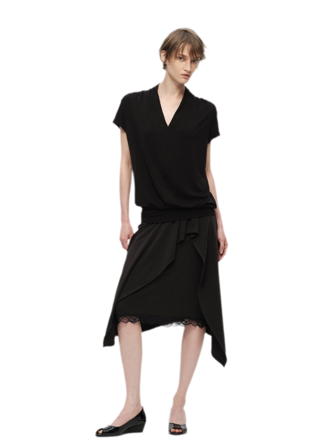 Lyocell Asymmetric Lace Skirt