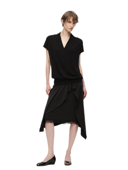 Lyocell Asymmetric Lace Skirt