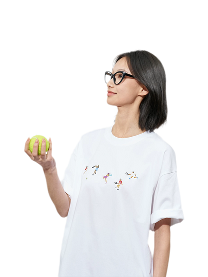 Hand Drawn Tennis Embroidery Tee