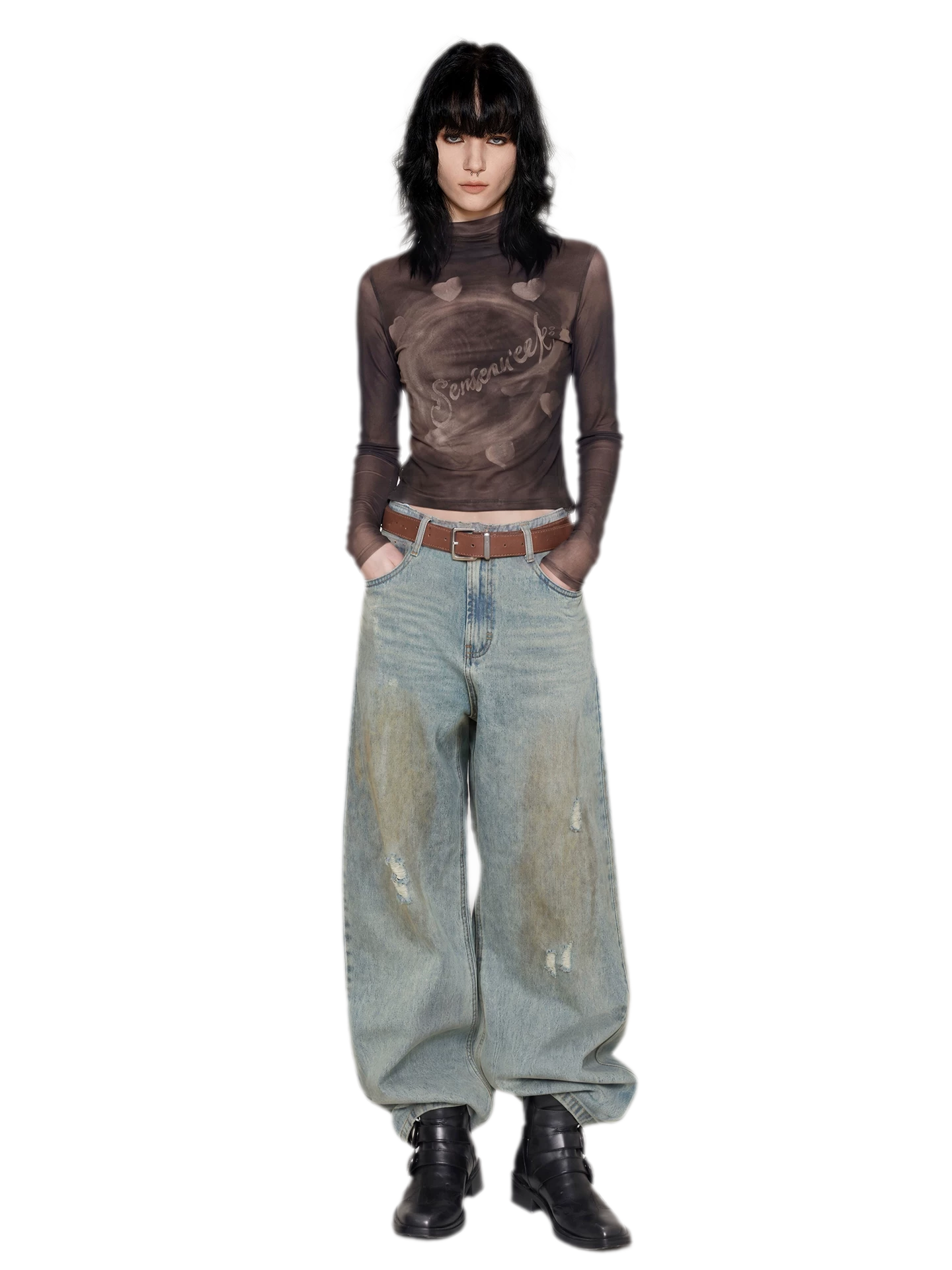Vintage Washed Wide-Leg Jeans