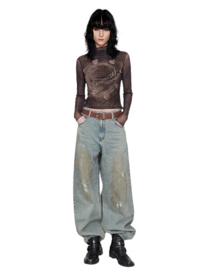 Vintage Washed Wide-Leg Jeans