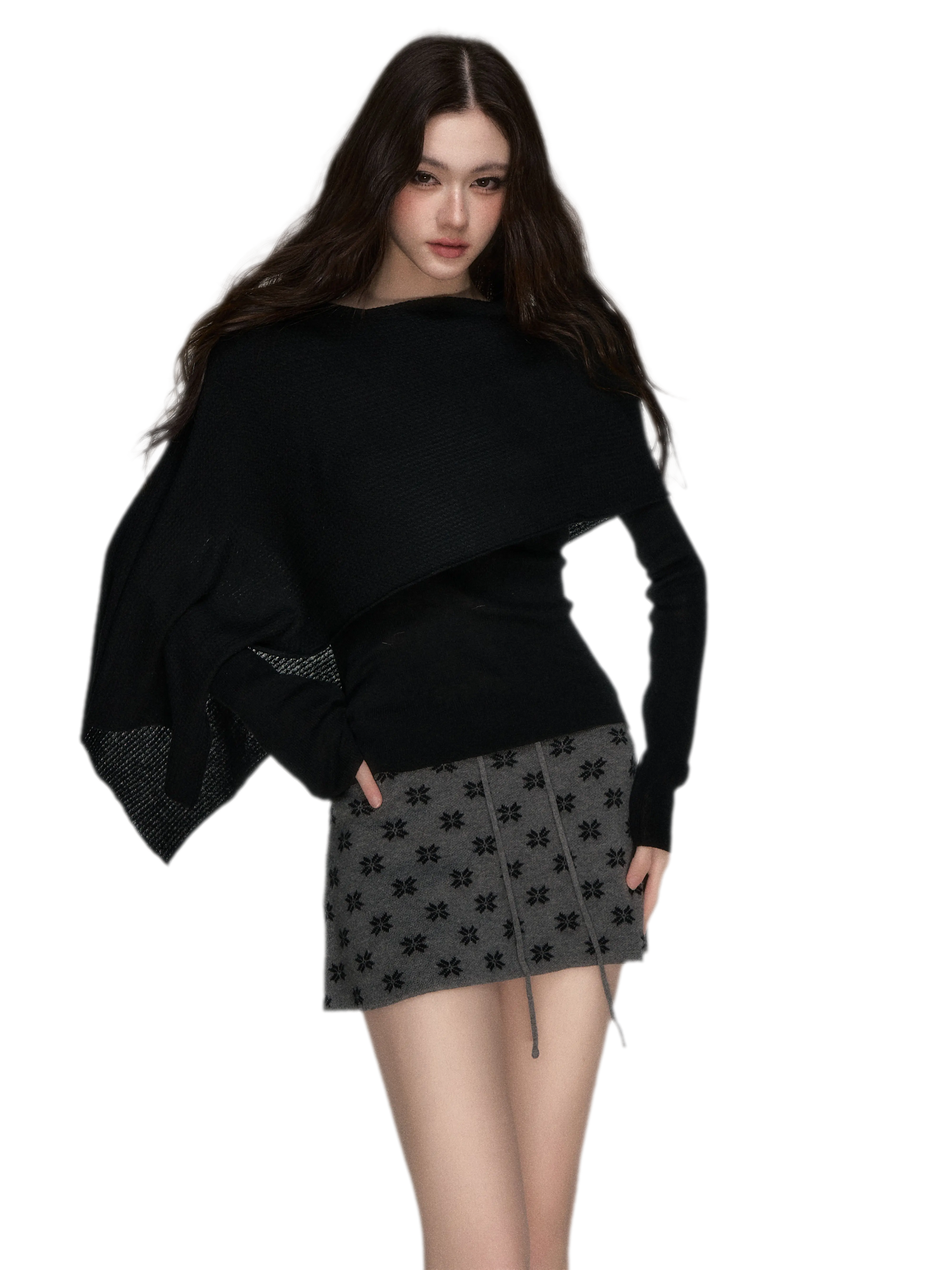 Stretch Shawl Cape Sweater