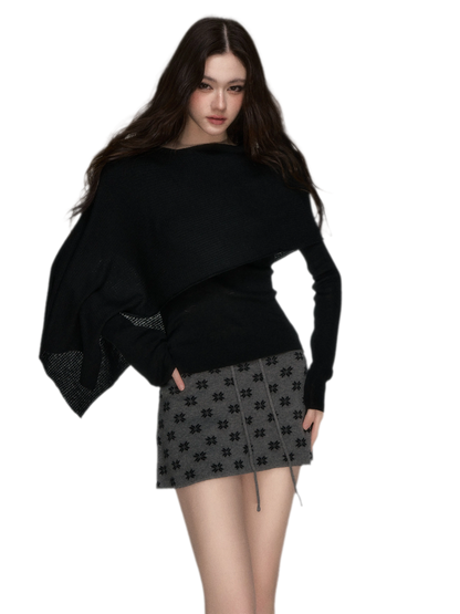 Stretch Shawl Cape Sweater