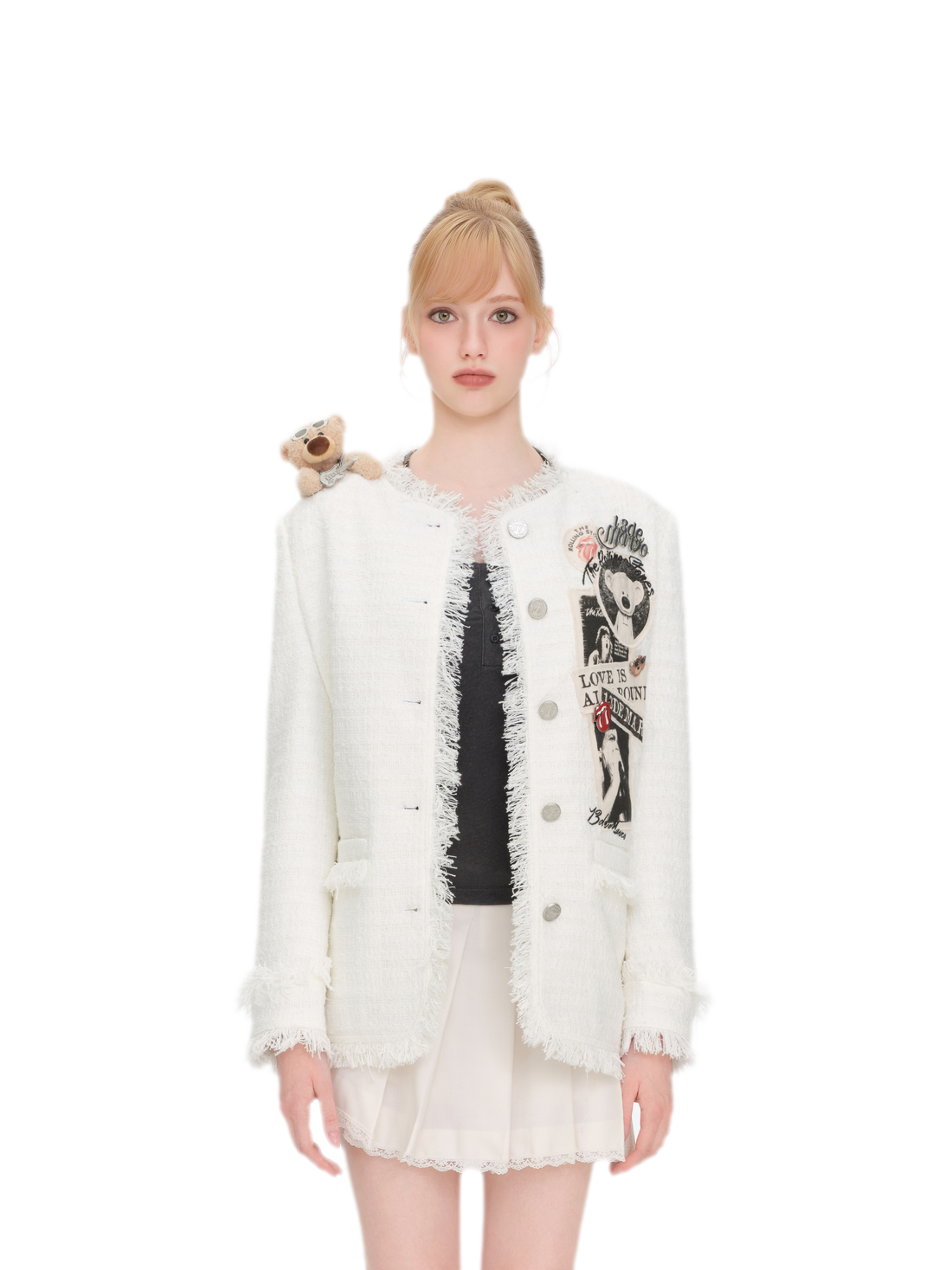 Textured Tweed Patch Jacket