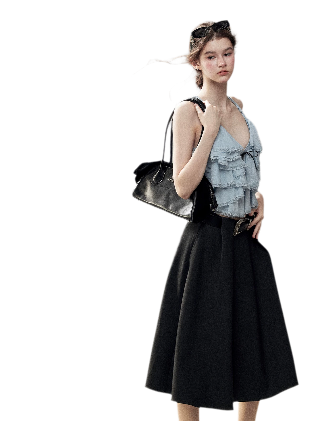 Pleated V-Neck Set