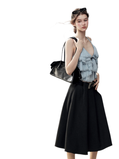 Pleated V-Neck Set