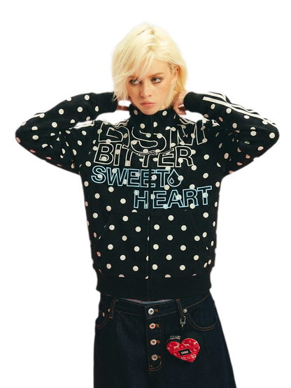 Polka Dot Stand-Collar Sweatshirt