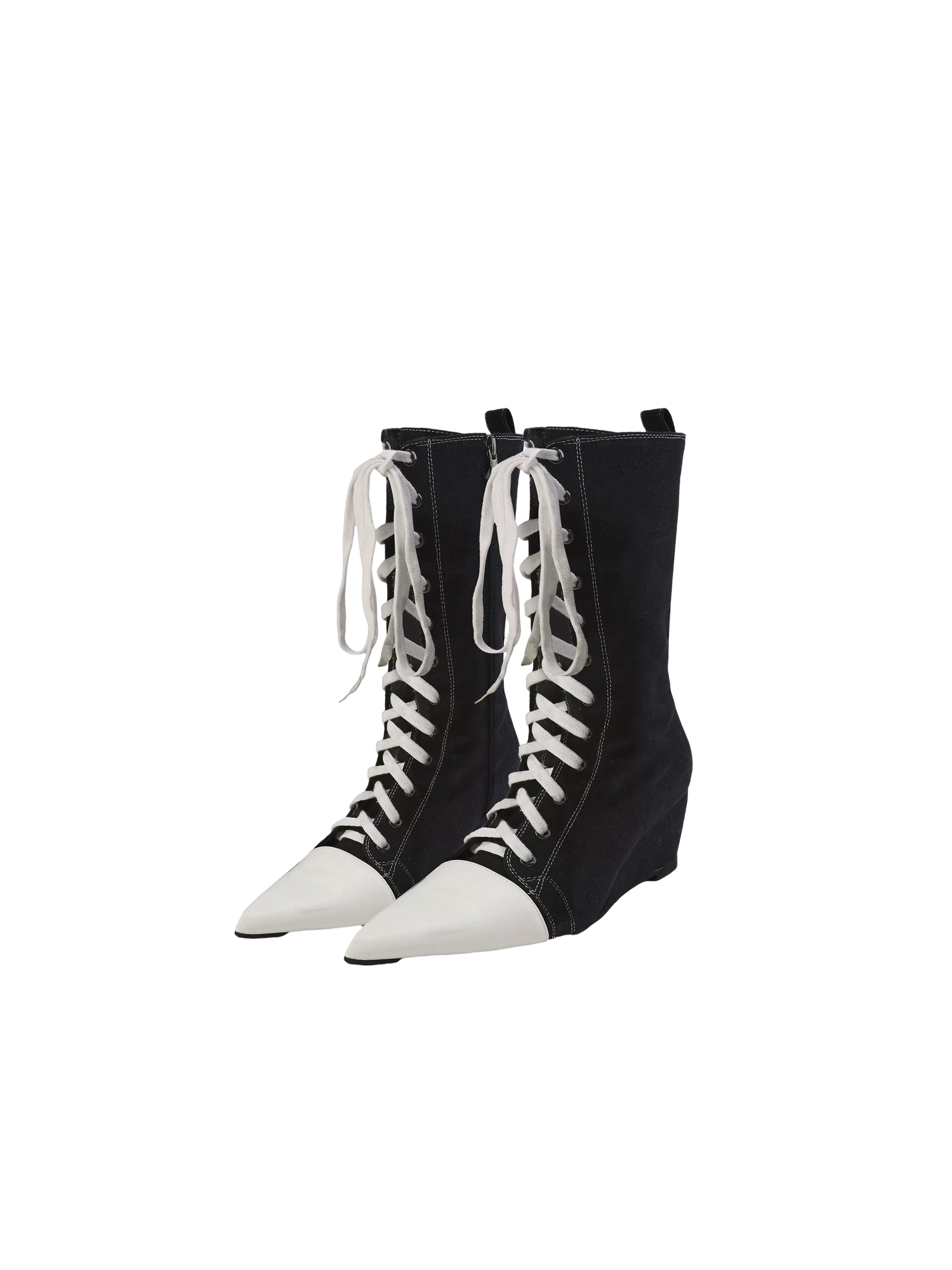 Canvas Pointed Toe Boots