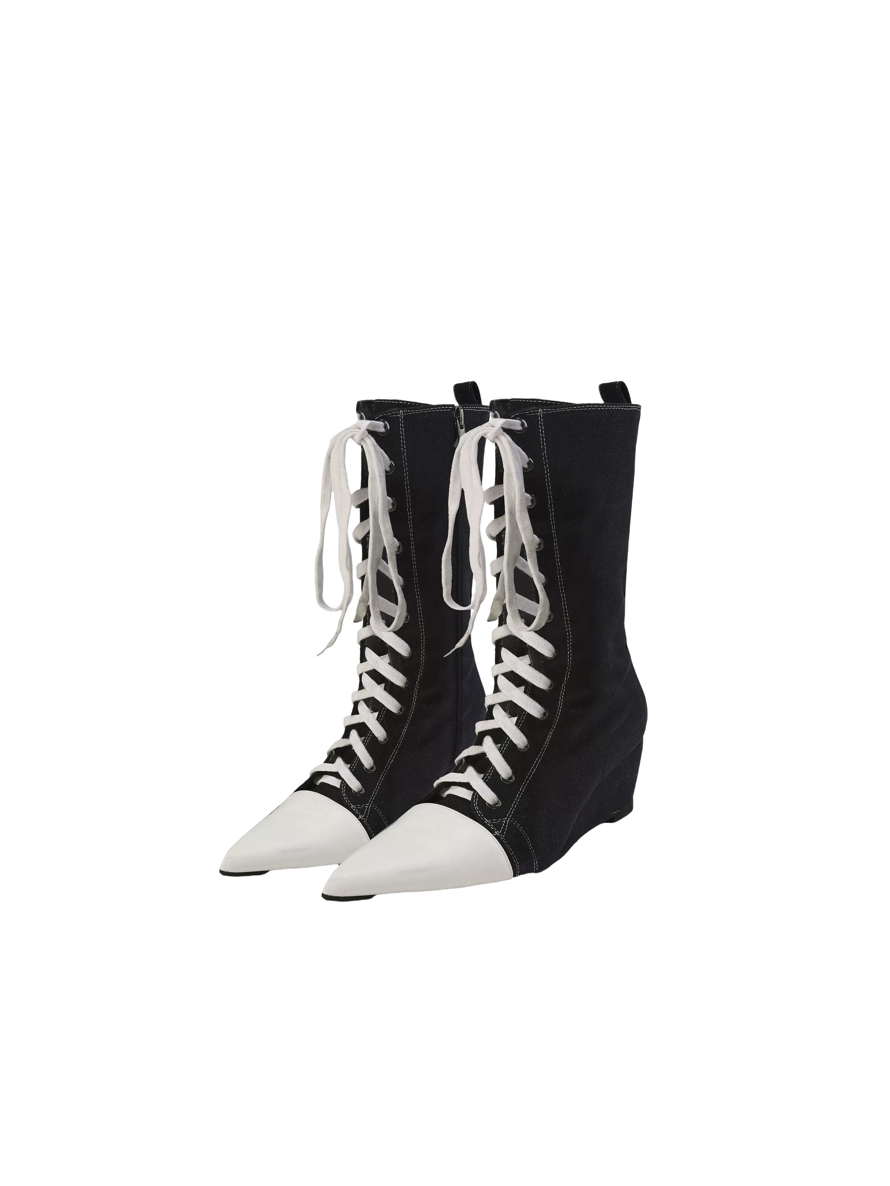 Canvas Pointed Toe Boots