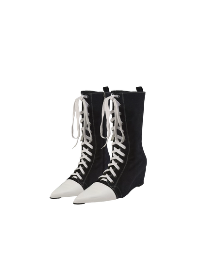 Canvas Pointed Toe Boots