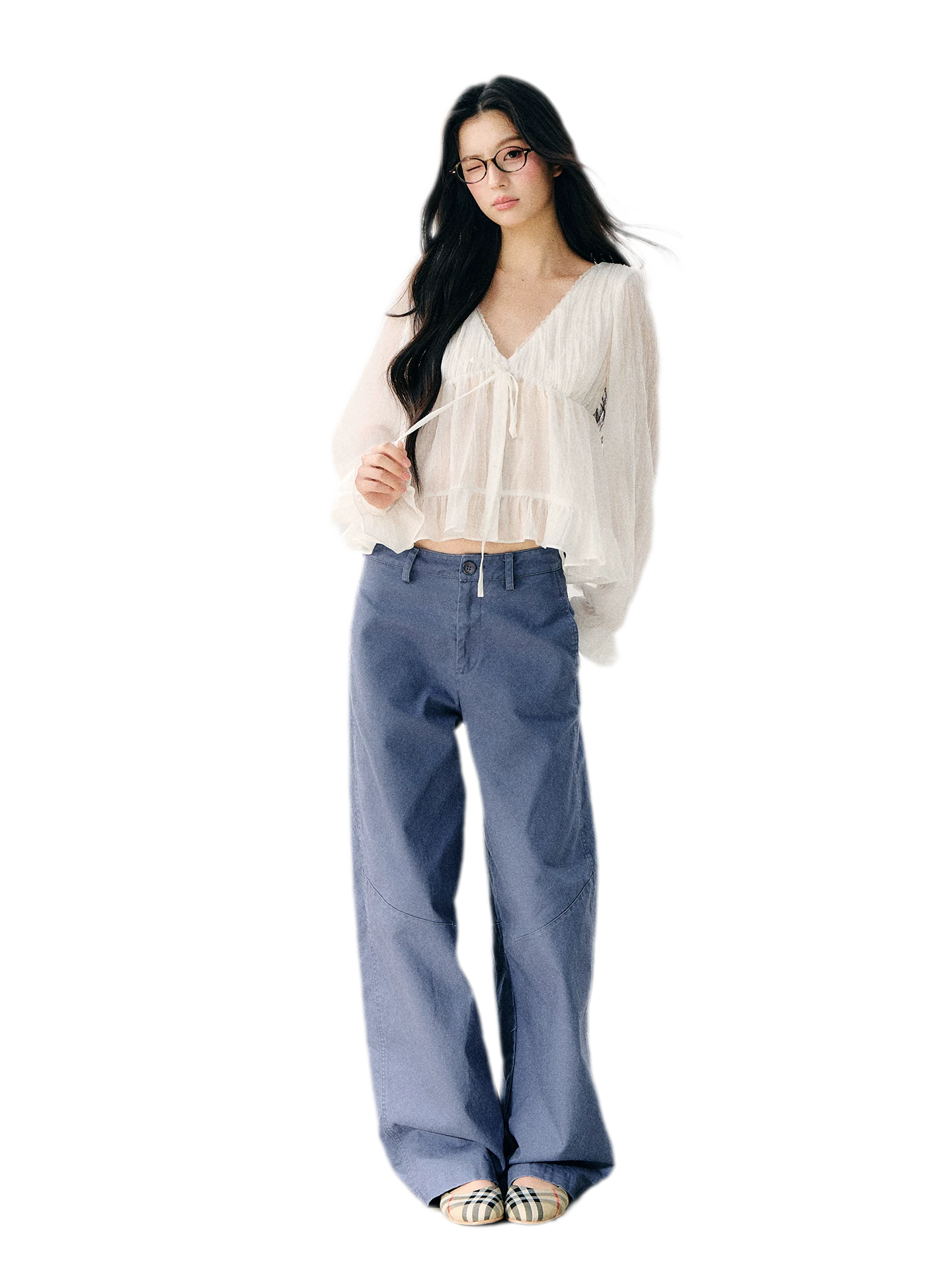 Washed Twill Cotton Pants