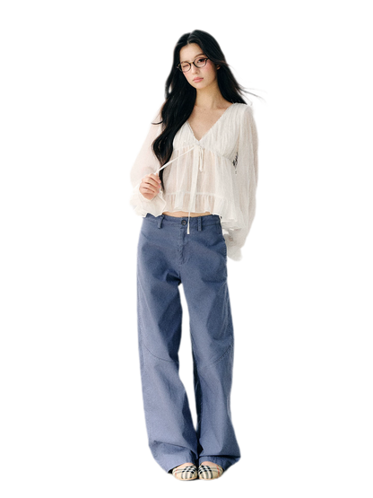 Washed Twill Cotton Pants