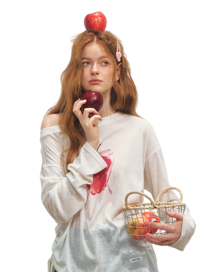 Relaxed Tie Sheer Mesh Long Sleeve T-Shirt
