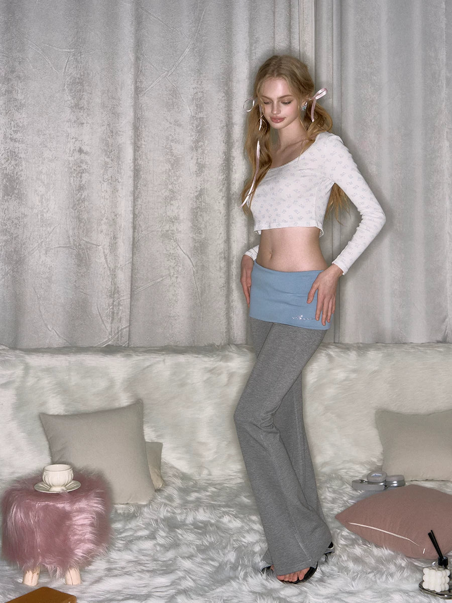 Rhinestone Flared Yoga Pants